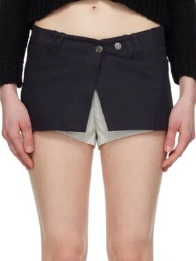 RARE OPEN YY Navy Layered Boxer Short Miniskirt